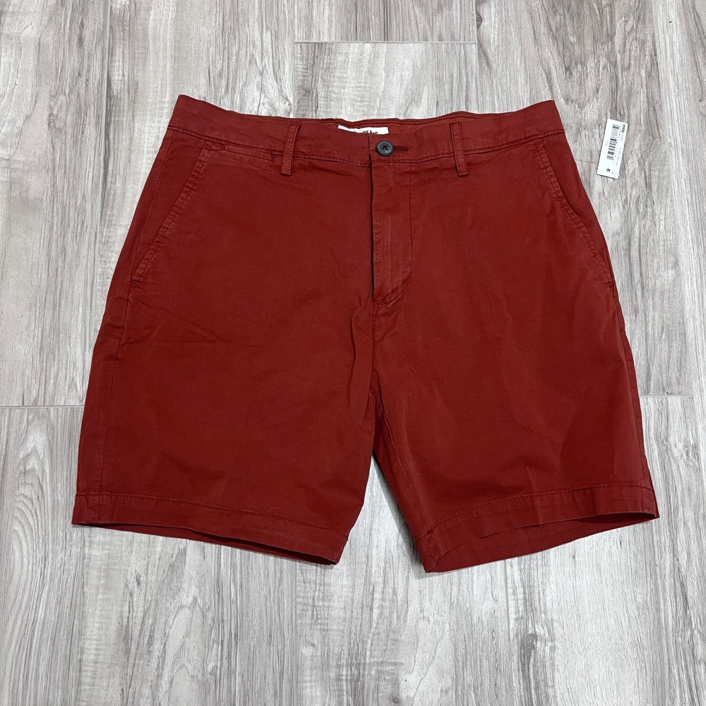 Goodthreads Men Slim-Fit 7" Flat-Front Comfort Stretch Chino Short Rust Size 30